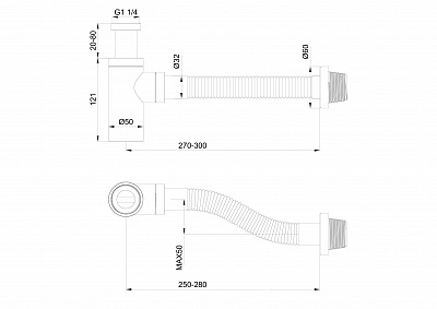 Сифон для раковины Wonzon & Woghand, брашированное золото ww-88ss101-bg