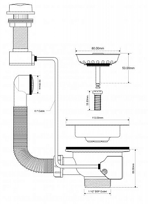 Слив-перелив для раковины McAlpine 40 мм (OF2PUS113S)