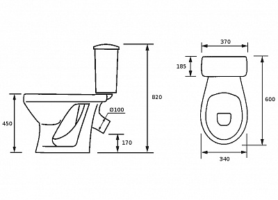 Унитаз-компакт Персона (выше на 5см) ЛЮКС (поручень белый) с сиденьем микролифт, арматурой УКЛАД Оскольская керамика 42301110001