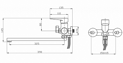 Смеситель для ванной РМС SL77W-006E