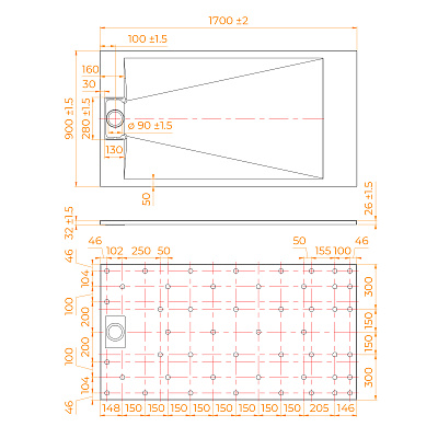 Душевой поддон прямоугольный RGW TUS-W Белый  800x1200