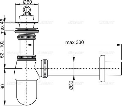 Сифон для умывальника AlcaPlast A437