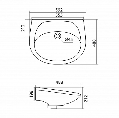 Раковина Santek Бриз 60 без отверстия под смеситель 1WH110463