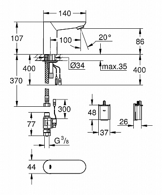 Смеситель для умывальника GROHE EUROECO E 36271000 без смешивания 6V