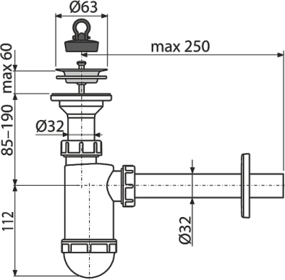 Сифон для умывальника AlcaPlast A410