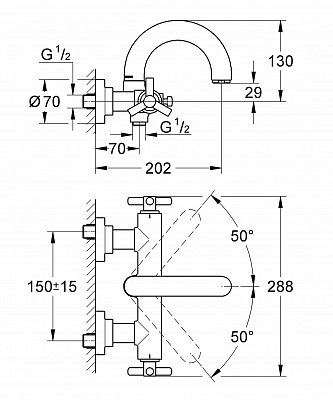 Смеситель для ванны к.н. GROHE ATRIO YPSILON 25010000