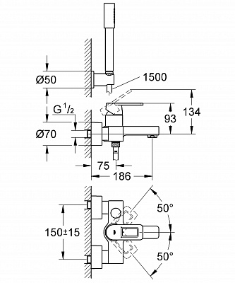 Смеситель для ванны к.н. GROHE QUADRA 32639000