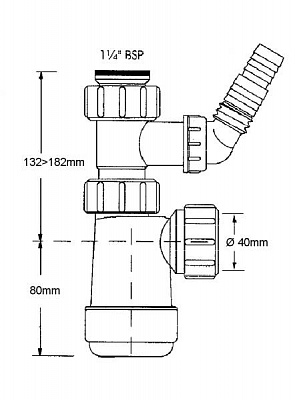 Нижняя часть сифона 1 1/4 McALPINE MRW2-40NW-WM
