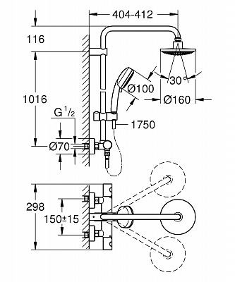 Душевая система GROHE TMPESTA NEW COSMO160 27922000