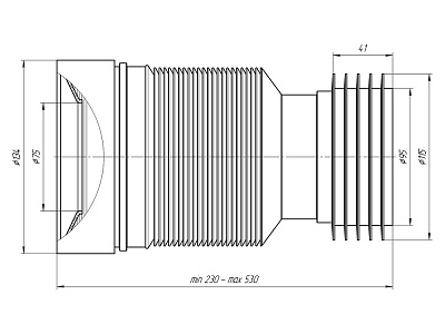 Удлинитель гибкий для унитаза АНИ пласт диаметр 110мм (230-530мм) K828 (уп.20)