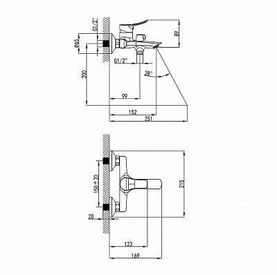 Смеситель для ванны  Milardo Amplex AMPSB02M02