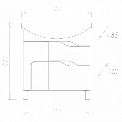Тумба без раковины Onika Веронэлла 75.13 107514