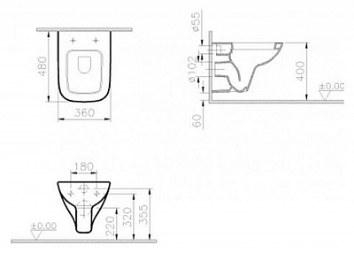 Унитаз подвесной Vitra S20 без сиденья 5505В003-0101