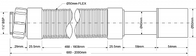 Труба гофрированная раздвижная 1 1/4 McAlpine MRMF120S