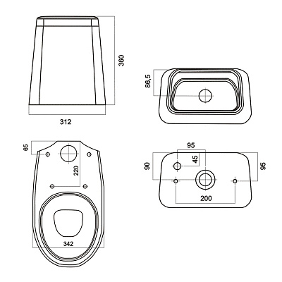 Напольный унитаз безободковый Sanita Марс WC CC Mars2-DM Rim WHTGS1