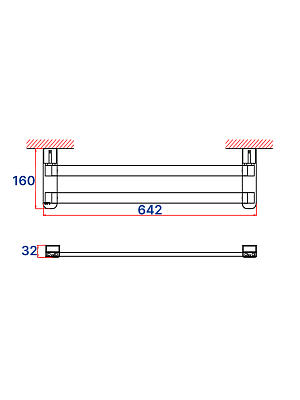 Держатель полотенец двойной 60см VRI Bauta HG800915 латунь