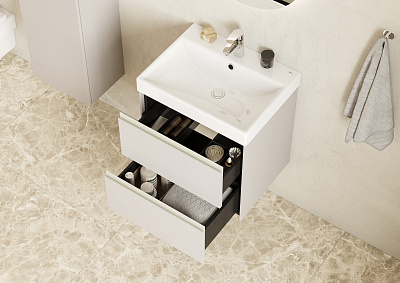 Тумба под раковину Roca Ona Ivory 600 слоновая кость, 2 ящика, ZRU9307861
