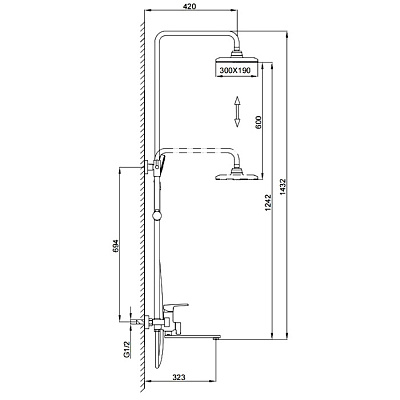 Душевая система Frap H71 F2471, латунь хром