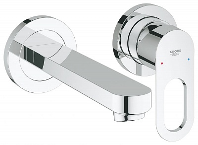 Смеситель для раковины на 2 отверстия Grohe BauLoop, настенный монтаж