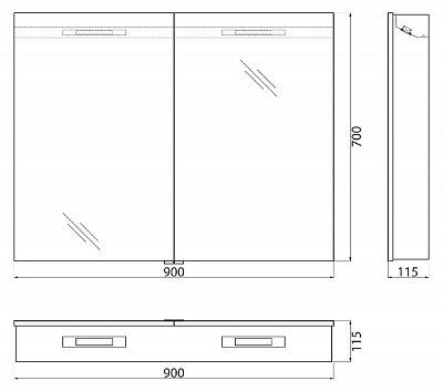 Зеркало-шкаф BelBagno SPC-2A-DL-BL-900