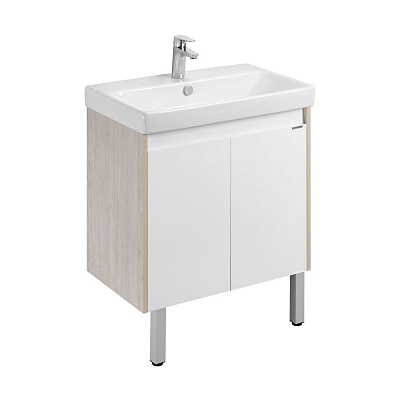 Тумба с раковиной AQUATON Сканди Doors 70 белый глянец/дуб верона 1A278901SDB20