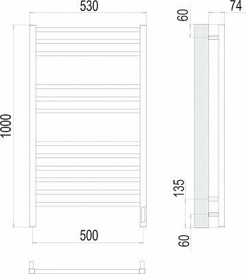 Полотенцесушитель электрический Terminus Ватикан П12 500х1000 sensor quick touch 4670078526205