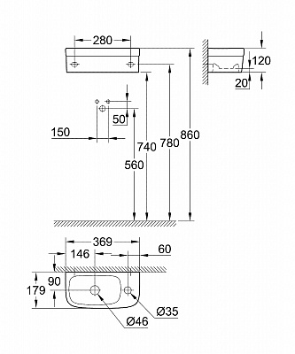 Раковина компактная Grohe Euro Ceramic 30 39327000