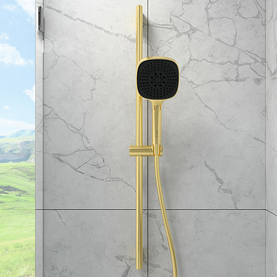 Душевая стойка VitrA Core Square A4591725EXP с ручным душем без смесителя брашированное золото