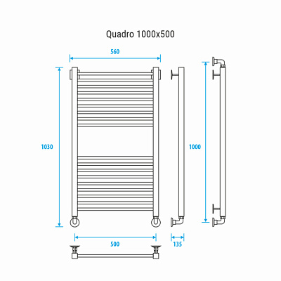Полотенцесушитель водяной Energy Quadro 1000x500 EWTR0QUAD1005000000