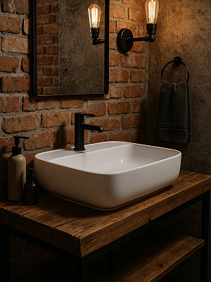 Накладная раковина 51 см MONTEREY ZT-2009A прямоугольная с отверстием под смеситель