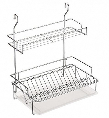 MX-073 Сушка для посуды двухъярусная с пластиковым поддоном хром