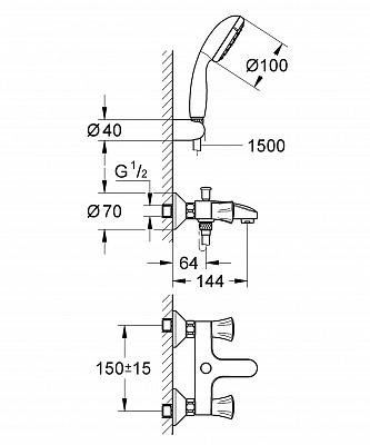 Смеситель Grohe Costa L 2546010A для ванны с душем