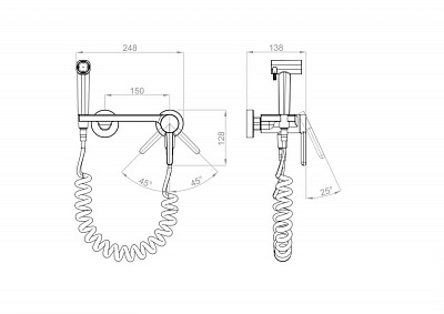 Смеситель для душа D&K DA1504545 с гигиеническим душем черный