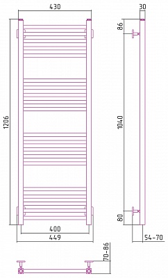 Полотенцесушитель водяной Сунержа Radiator Modus 1200х400