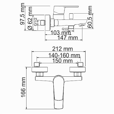 Смеситель для ванны с коротким изливом WasserKRAFT Dill 6101