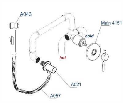 Встраиваемый комплект для биде WasserKraft A14157