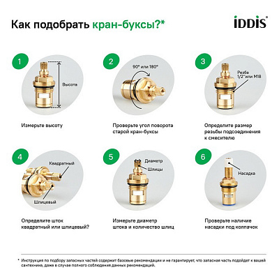Кран-буксы разнонаправленные, керамика, 90°, 20 зубцов, M18x1,5, h=44 мм, 2 шт, IDDIS, 998CR440SM-S