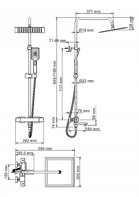 Душевая система WasserKRAFT A19901 Thermo с термостатом