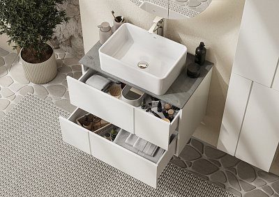 Тумба с раковиной Roca Luna 80 2 ящика ZRU9307765, белый