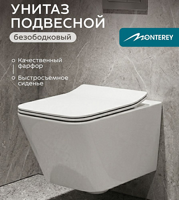 Подвесной унитаз MONTEREY ZT-015E 7860N934 сиденье дюропласт