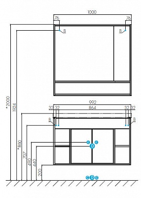 Зеркальный шкаф Aquaton Флай 100 белый, дуб крафт 1A237802FAX10