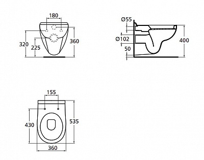 Ideal Standard Areal унитаз подвесной (W709501-302301) стульчак микролифт