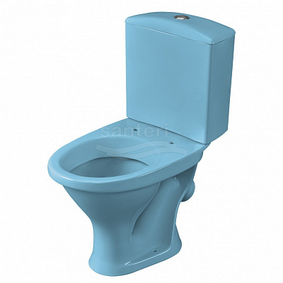 Бачок для унитаза Santeri Вест голубой с крышкой, м/о расстояние 20.5см, нижний подвод