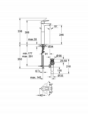 Смеситель для раковины GROHE BAU LOOP 32856000 для свободностоящих раковин