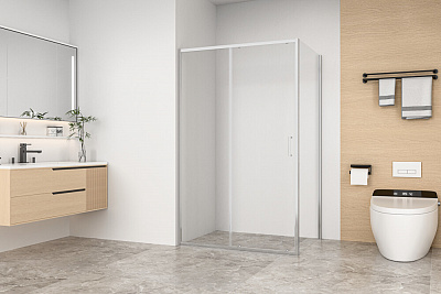 Душевая перегородка 100х190 GoodDoor LITE SP-100-C-B, черный профиль