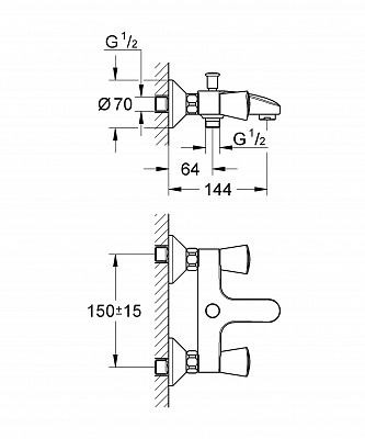 Смеситель для ванны к.н. GROHE COSTA S 25483001