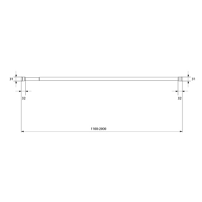 Карниз для ванной комнаты, 110-200 см, черный, Milardo Easy 014A200M14