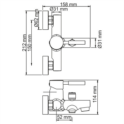 Смеситель для ванны с коротким изливом WasserKRAFT Main 4101