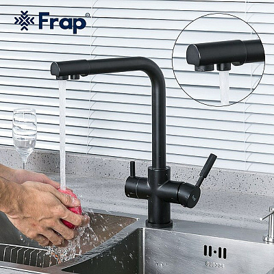 Frap F4352-6 Смеситель д/кухни фильтр д/пит.в. черный
