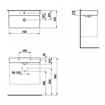 Тумба без раковины Laufen Space for Val Тёмный Вяз 4101821601031
